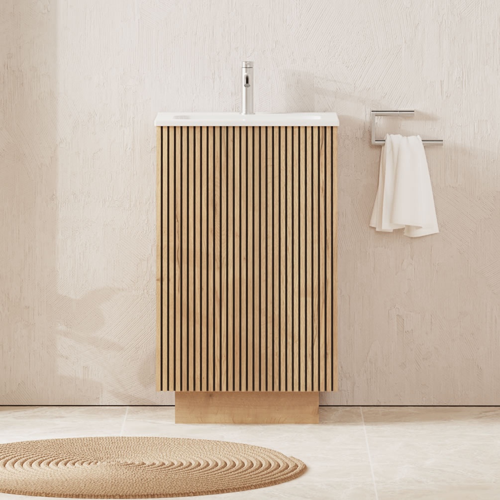 Lifestyle image of Crosswater Limit Modern Oak 500mm Floorstanding Vanity Unit & Basin